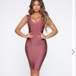 Fashion Nova Dark Mauve Bandage dress